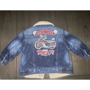 Baby gap 18-24 months Moto club lined denim jacket quilted Sherpa SF CA GAP 1969